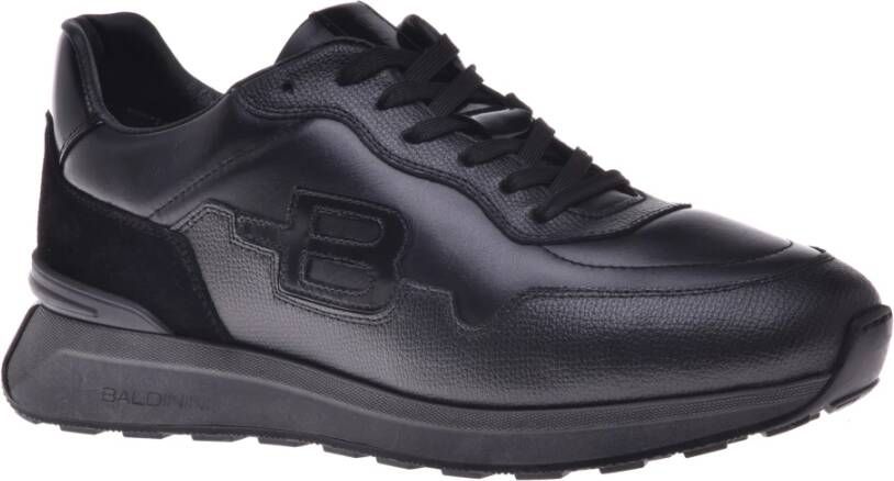 Baldinini Trainers in black leather and tumbled leather Black Heren