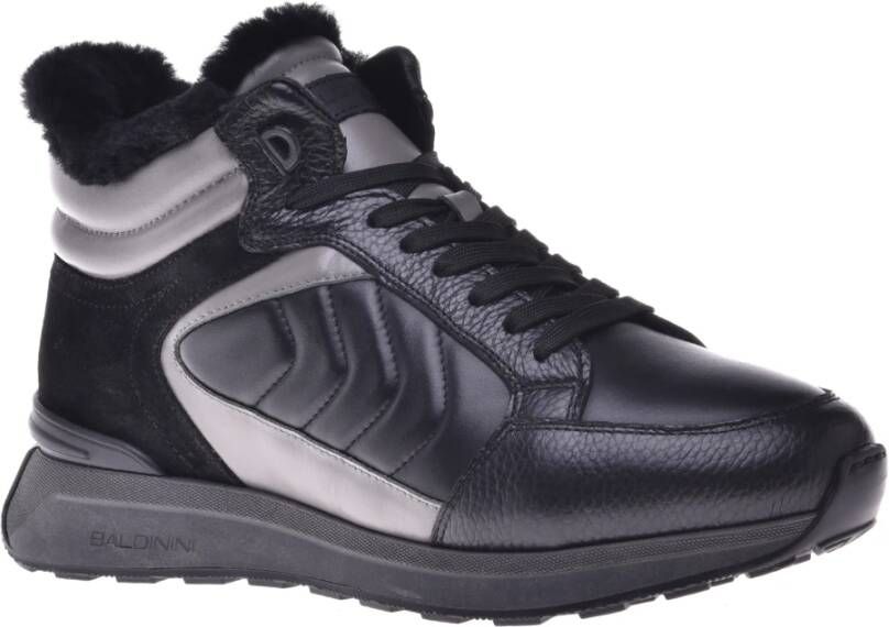 Baldinini Trainers in black leather and tumbled leather Black Heren