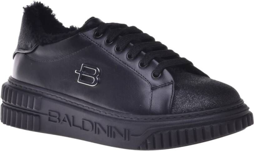 Baldinini Trainers in black leather with glitter Black Dames