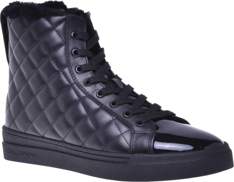 Baldinini Trainers in black quilted leather and patent leather Black Dames