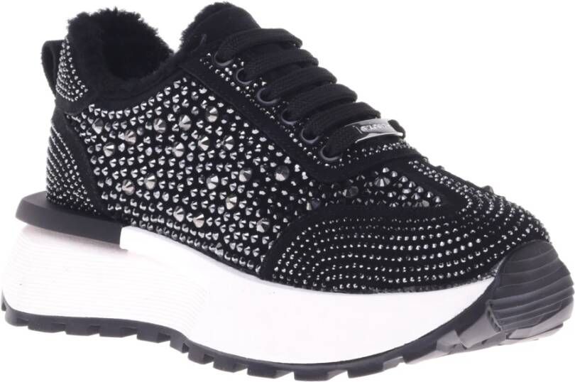 Baldinini Trainers in black suede leather with rhinestones Black Dames