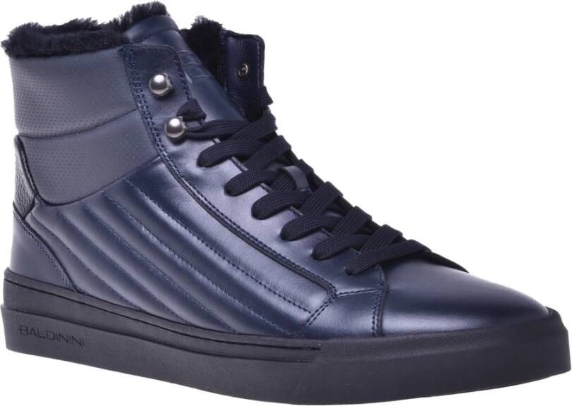 Baldinini Trainers in dark blue quilted leather and leather Blue Heren