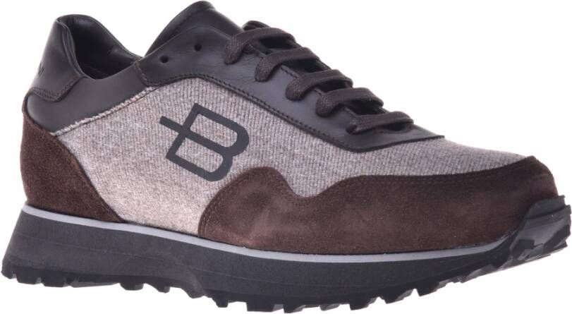 Baldinini Trainers in dark brown and beige suede and fabric Multicolor Heren