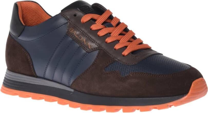 Baldinini Trainers in dark brown and blue leather and suede Multicolor Heren