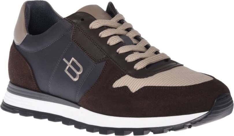 Baldinini Trainers in dark brown and taupe suede and fabric Multicolor Heren