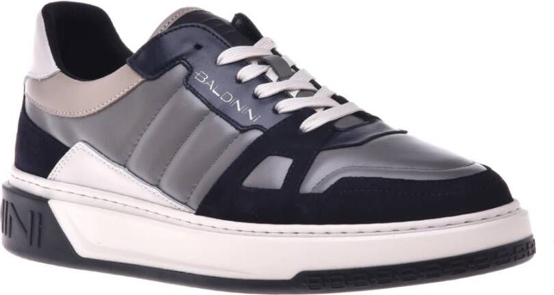 Baldinini Trainers in grey and blue leather and suede Multicolor Heren