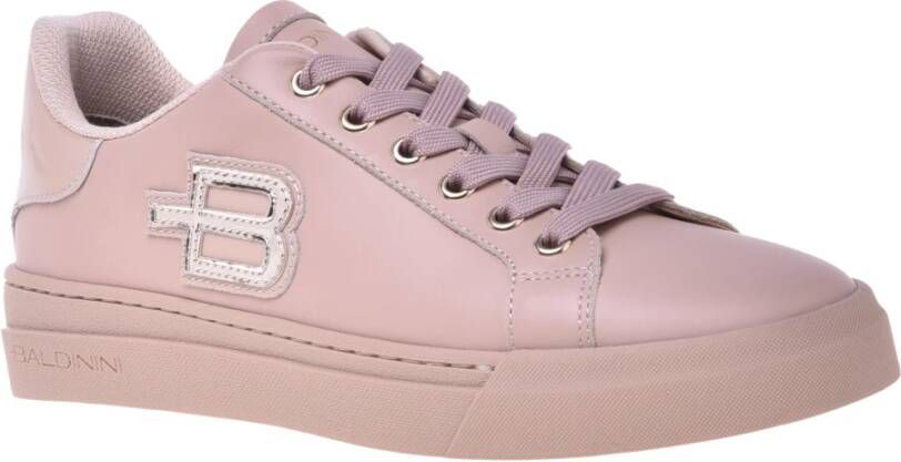 Baldinini Trainers in nude laminated leather and leather Beige Dames