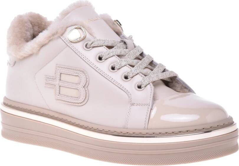 Baldinini Trainers in vanilla leather and patent leather Beige Dames