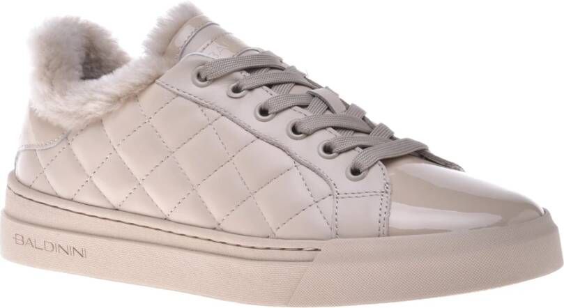 Baldinini Trainers in vanilla quilted leather and patent leather Beige Dames