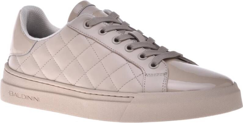 Baldinini Trainers in vanilla quilted leather and patent leather Beige Dames