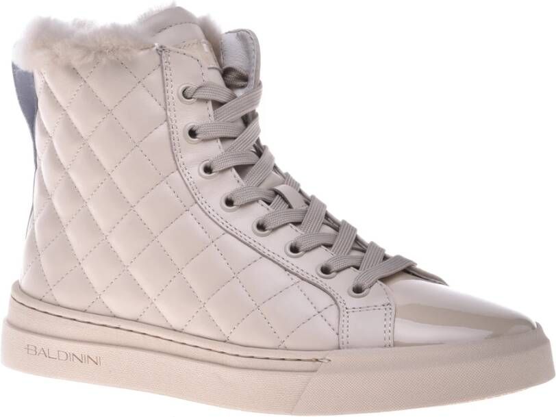 Baldinini Trainers in vanilla quilted leather and patent leather Beige Dames