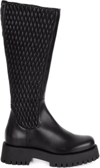 Baldinini Boots in stretchy eco-nappa and black leather Black Dames