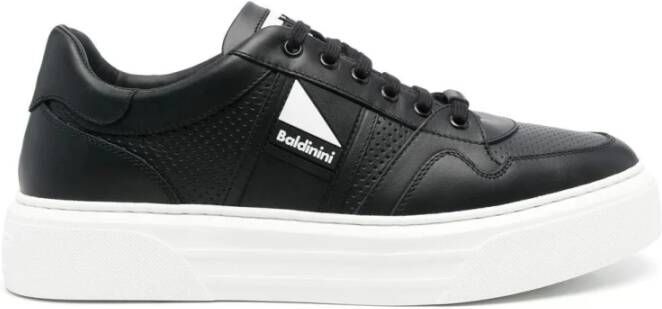 Baldinini Zwarte Leren Casual Sneakers voor Mannen Black Heren