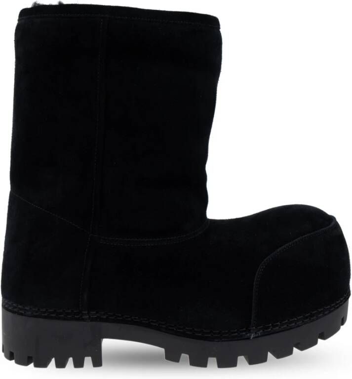 Balenciaga Alaska Bont Lage Sneeuwlaarzen Black Dames