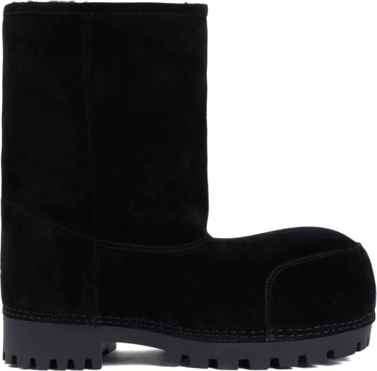 Balenciaga Alaska Bont Lage Sneeuwlaarzen Black Dames