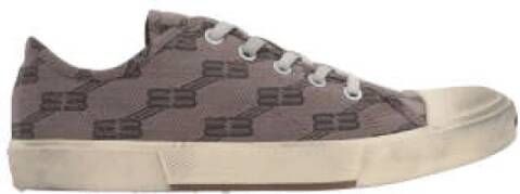 Balenciaga Donker Beige en Bruin Jacquard Low-Top Sneakers met BB Monogram Gray Heren