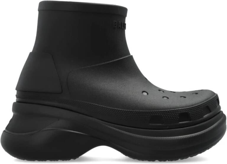 Balenciaga Zwarte rubberen laars met ronde neus Black Dames