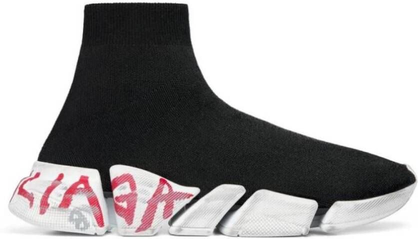 Balenciaga Graffiti Gerecyclede Gebreide Sneakers Zwart Dames