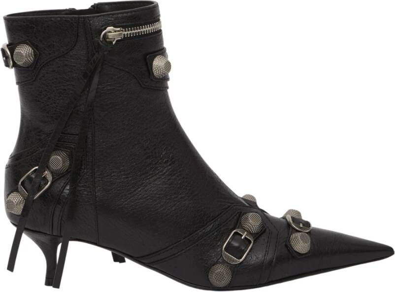 Balenciaga Zwarte leren enkellaarzen Edgy Statement Piece Black Dames