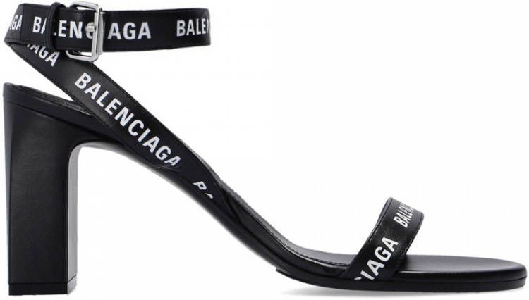 Balenciaga Heeled Sandals With Logo Zwart Dames