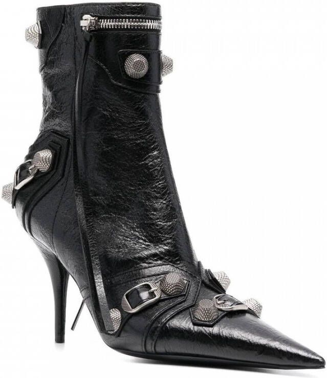 Balenciaga Zwarte leren enkellaarzen Edgy Statement Piece Black Dames