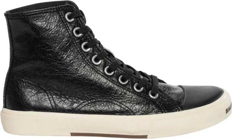 Balenciaga Leren sneakers met contrastlogo detail Black Dames