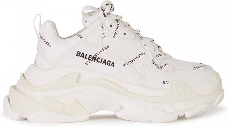 Balenciaga Allover Logo Triple S Sneaker Wit Dames