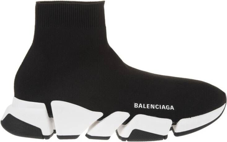 Balenciaga Zwart Witte Speed.2 Sok-Style Sneakers Black Dames