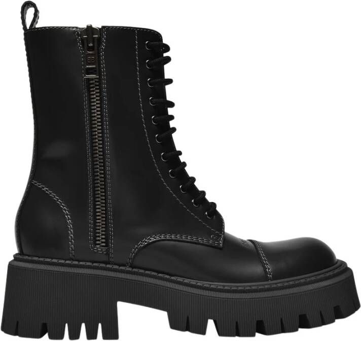 Balenciaga Tractor bootie l20 in donkergrijs leer Zwart Dames