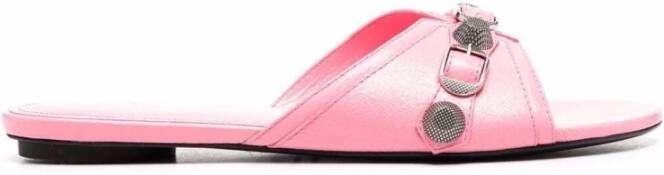 Balenciaga Vintage Lamb Leren Sliders Roze Dames