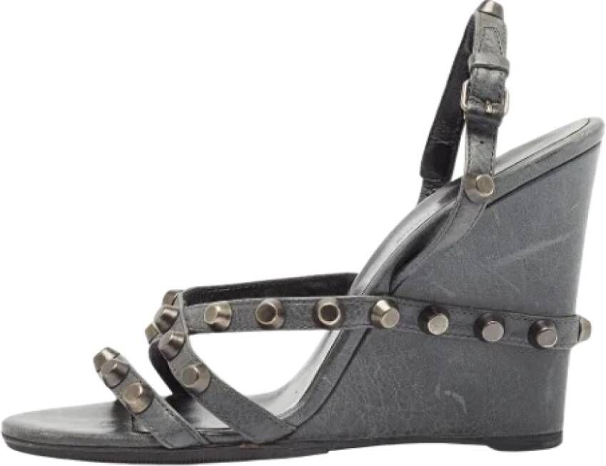 Balenciaga Vintage Pre-owned Leather sandals Gray Dames