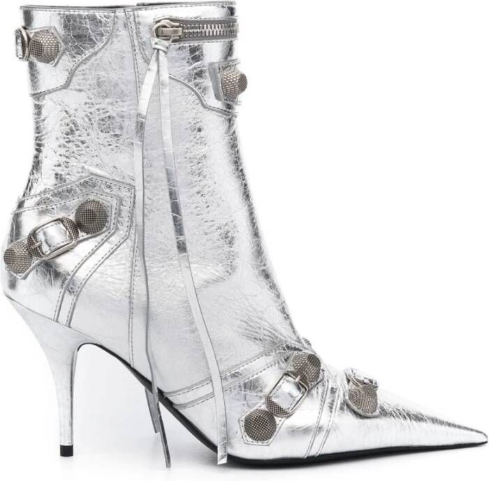 Balenciaga Zilveren Metallic Enkellaarzen Gray Dames