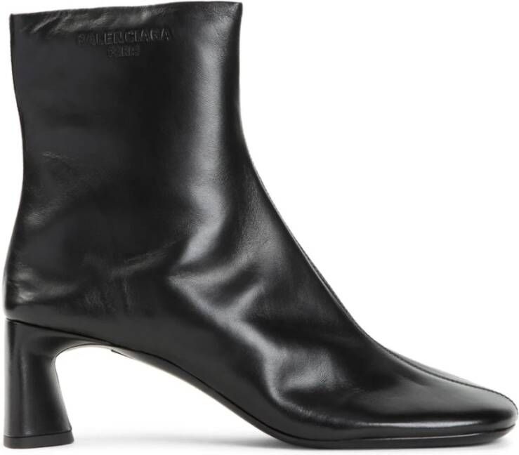 Balenciaga Zwarte leren logo laarzen ritssluiting Black Dames