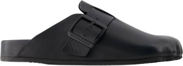 Balenciaga Zwarte Leren Sunday Slides Black Dames