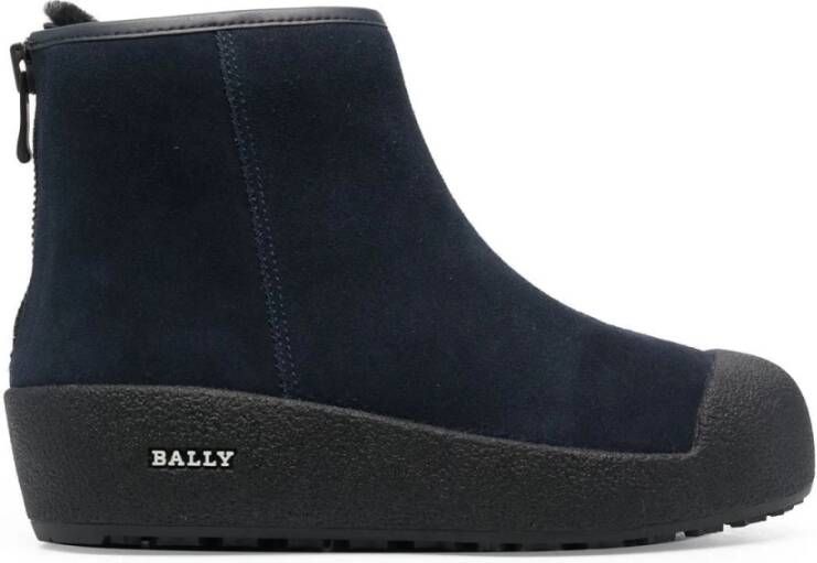 Bally Blauwe Suède Enkellaarzen Blue Dames