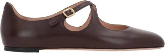 Bally Bordeaux Leren Platte Schoenen Brown Dames