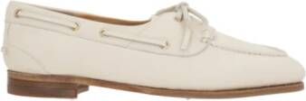 Bally Ivoor leren mocassin met metalen oogjes White Dames