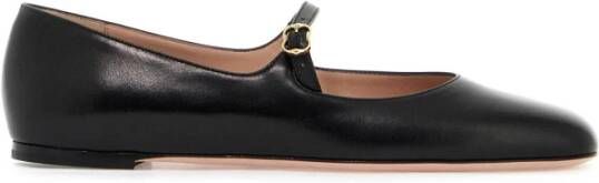 Bally Leren Ballerina Flats met Embleem Gesp Black Dames