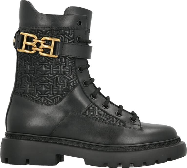 Bally Leren Enkellaarzen met Gouden Logo Black Dames