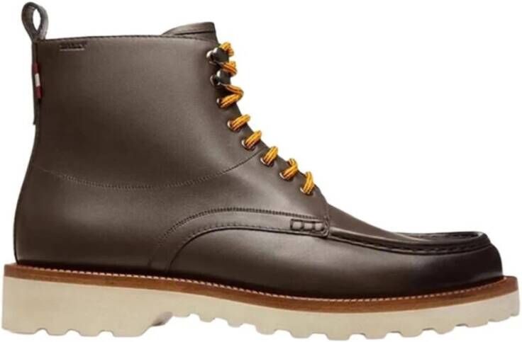 Bally Leren Enkellaarzen met Rubberen Zool Brown Heren