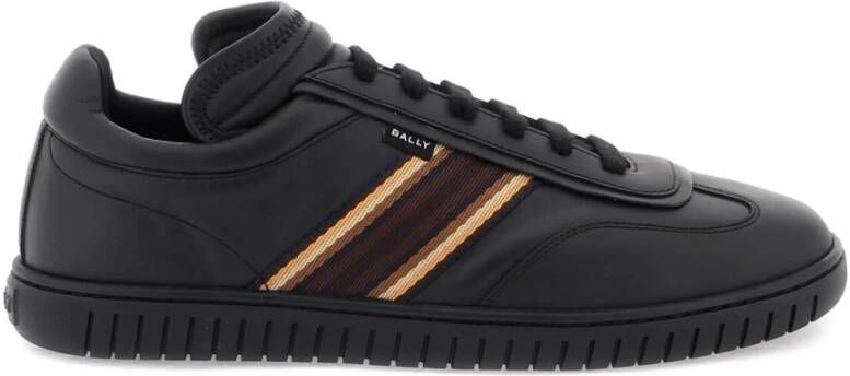 Bally Zwarte Leren Sneakers met Gestreept Detail Black Heren