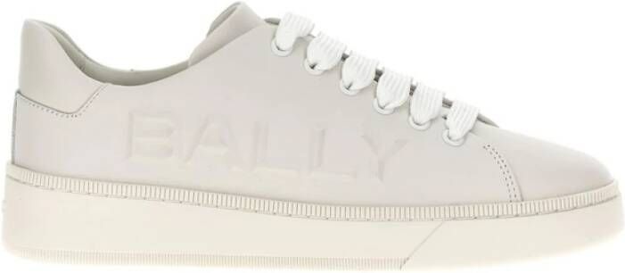 Bally Witte Leren Logo Sneakers White Heren