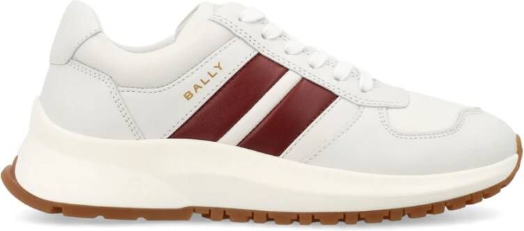 Bally Witte Leren Sneakers met Gouden Detail White Dames