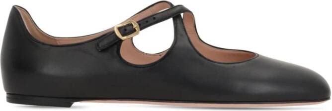 Bally Zwarte Leren Ballerina Platte Schoenen Black Dames