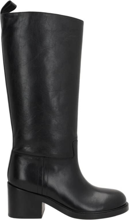 Bally Zwarte Leren Enkellaarzen Black Dames