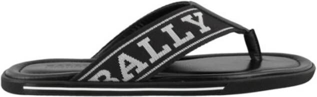 Bally Zwarte Leren Flip Flop Sandalen Black Heren