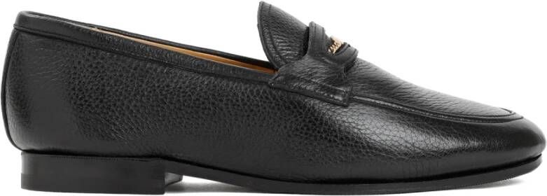 Bally Zwarte Leren Loafers Amandel Teen Black Heren