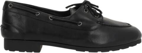 Bally Zwarte Leren Mocassin Schoenen Veters Black Dames