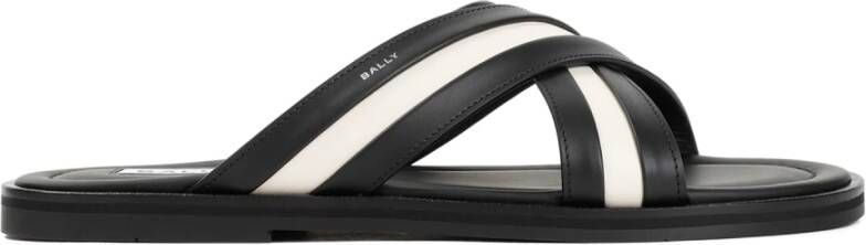 Bally Zwarte Leren Sandalen Black Heren