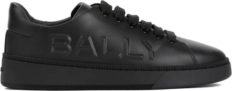 Bally Zwarte Leren Sneakers Ronde Neus Black Heren